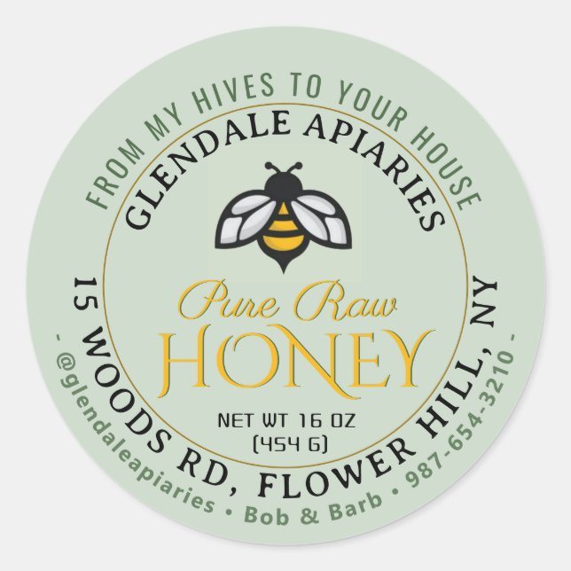 Hives to House Pure Raw Honey Honeybee Sticker     (Front)