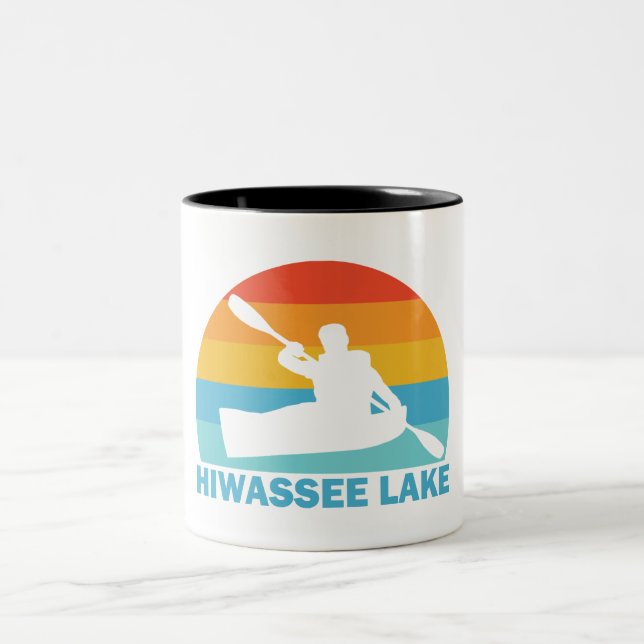 Hiwassee Lake North Carolina Kayak Two-Tone Coffee Mug (Center)
