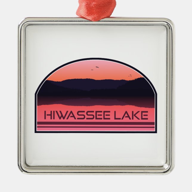 Hiwassee Lake North Carolina Red Sunrise Metal Tree Decoration (Front)