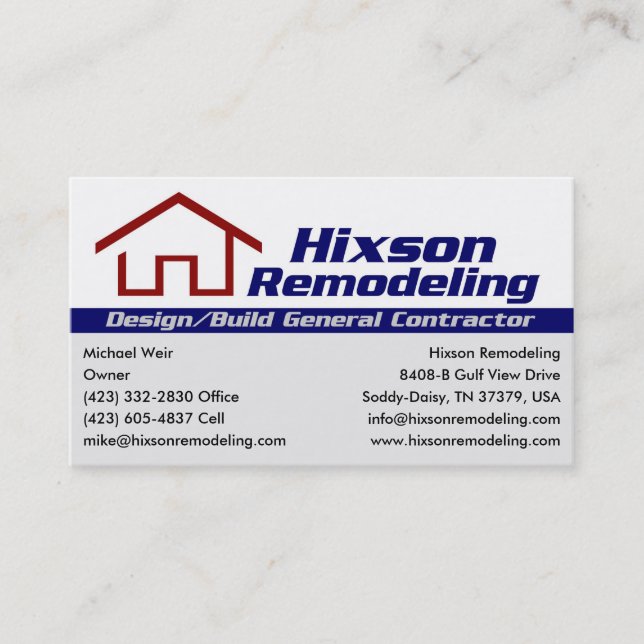 Hixson Remodeling Business Card (Front)