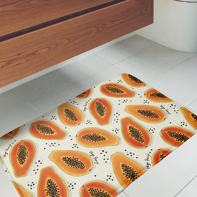 Hiya Papaya Pattern  Bath Mat (Hiya Papaya Bath Mat)