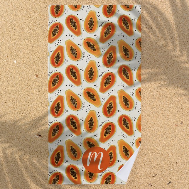 Hiya Papaya Pattern  Beach Towel (Hiya Papaya Beach Towel)