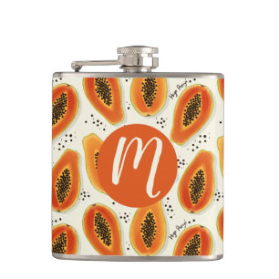 Hiya Papaya Pattern  Hip Flask
