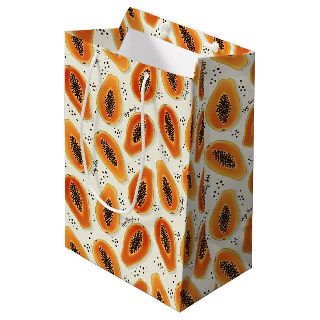 Hiya Papaya Pattern  Medium Gift Bag (Front Angled)