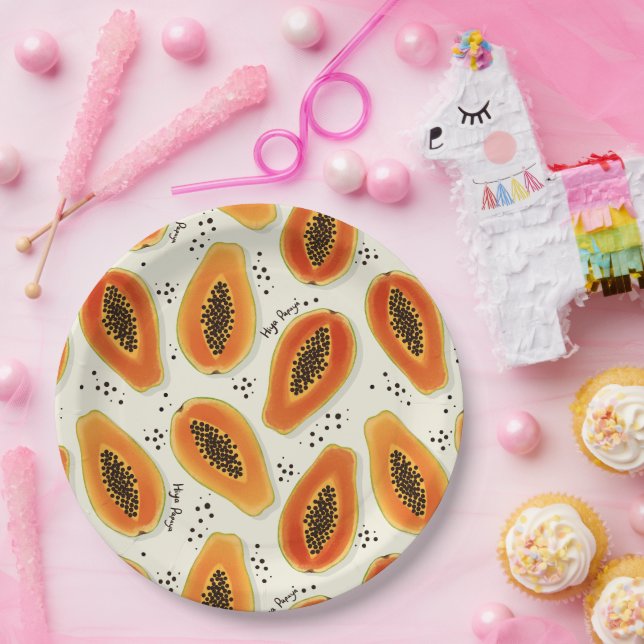 Hiya Papaya Pattern  Paper Plate (Party)