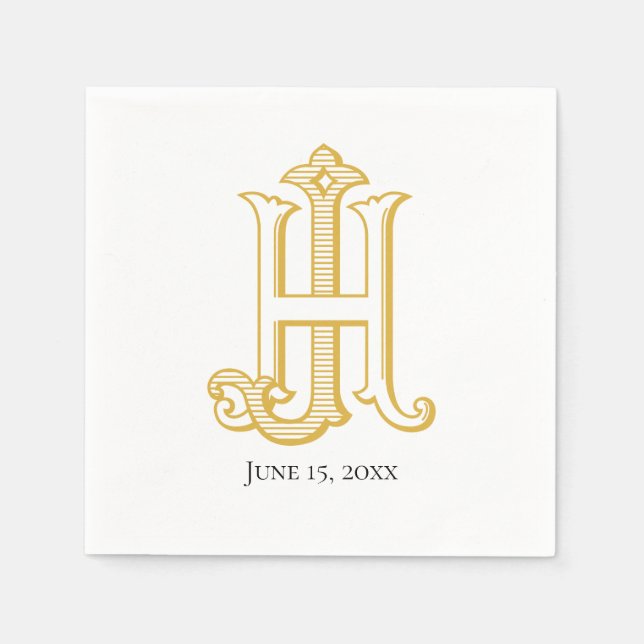 HJ Monogram or JH Monogram Napkins (Front)
