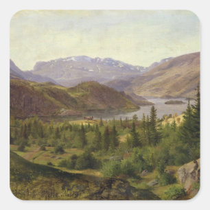Hjelle in Valders, Tile Fjord, 1835 Square Sticker
