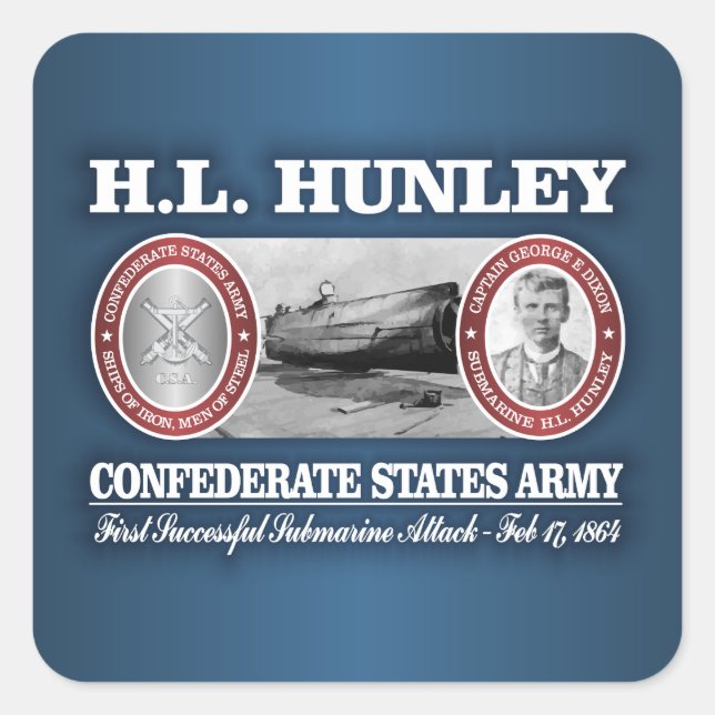 HL Hunley (CSA) Square Sticker (Front)
