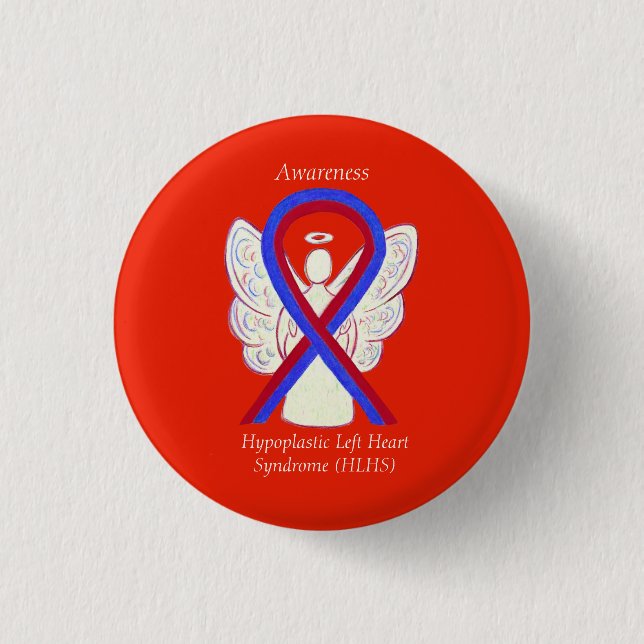 HLHS Awareness Ribbon Angel Custom Button Pins (Front)