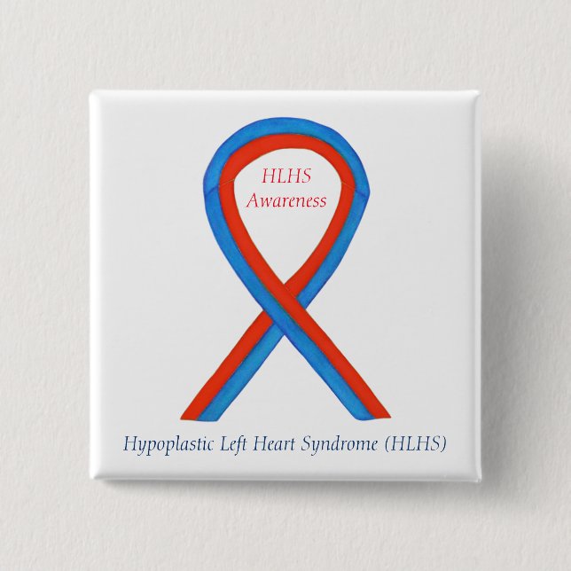 HLHS Awareness Ribbon Customised Art Button Pins (Front)