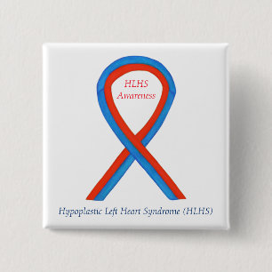 HLHS Awareness Ribbon Customised Art Button Pins