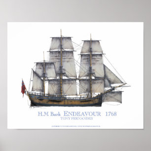 HM Bark Endeavor 1768, tony fernandes Poster