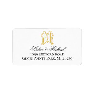 HM monogram or MH monogram reply card label