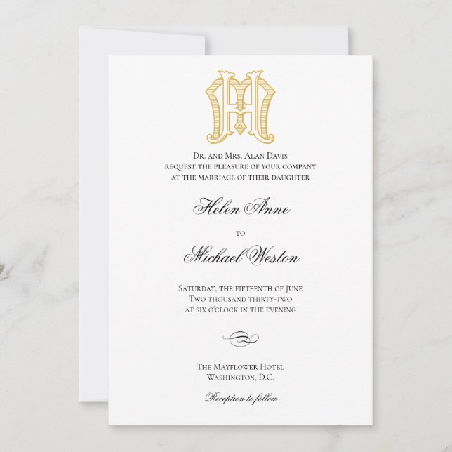 HM Monogram or MH Monogram Wedding Invitations (Front)