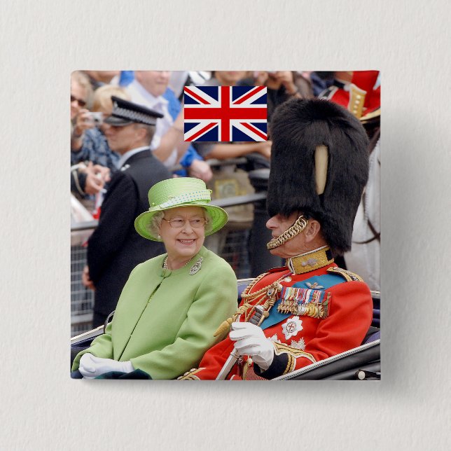 HM Queen Elizabeth-Duke of Edinburgh 15 Cm Square Badge (Front)