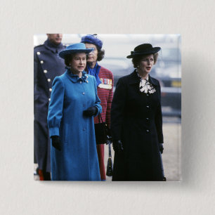 HM Queen Elizabeth II-Margaret Thatcher 15 Cm Square Badge