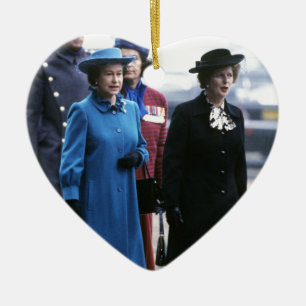 HM Queen Elizabeth II-Margaret Thatcher Ceramic Tree Decoration