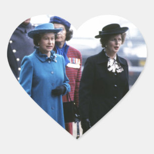 HM Queen Elizabeth II-Margaret Thatcher Heart Sticker