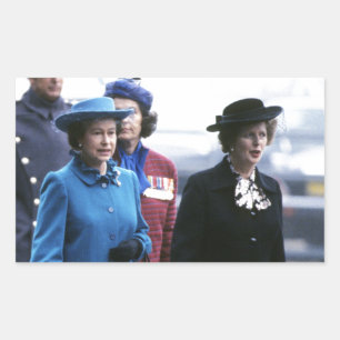 HM Queen Elizabeth II-Margaret Thatcher Rectangular Sticker