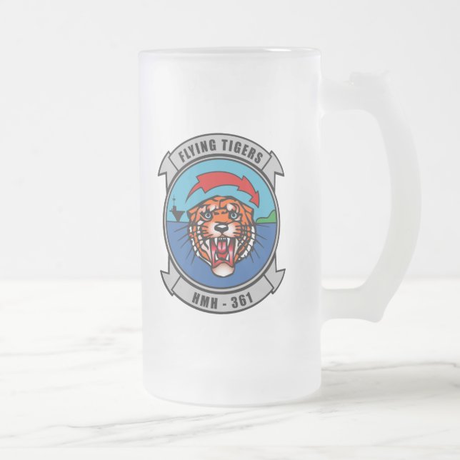 HMH-361 "Flying Tigers" Frosted Glass Beer Mug (Right)