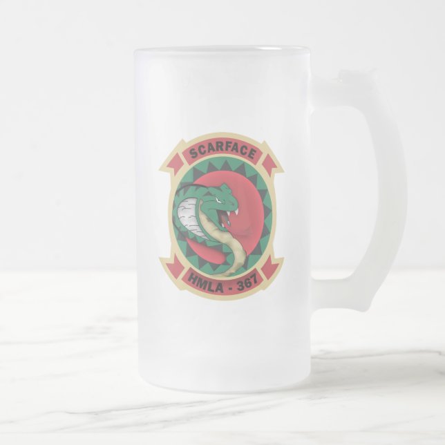 HMLA-367 "Scarface" Frosted Glass Beer Mug (Right)