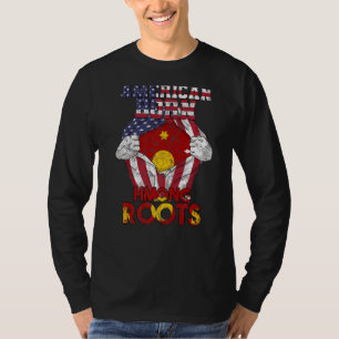 Hmong Miao Flag Day Proud America Hands Dna Mix Br T-Shirt