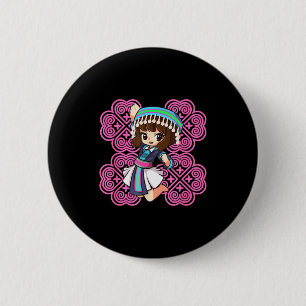 Hmong miao hmoob girl woman princess strong 6 cm round badge
