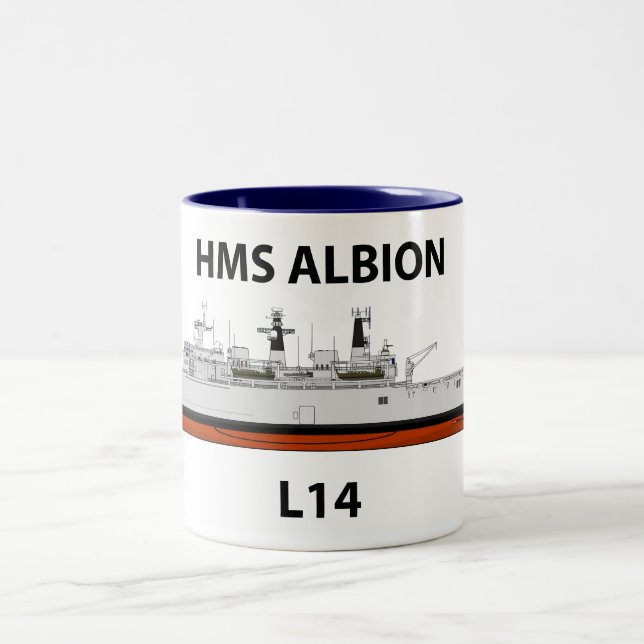 HMS Albion, orig config,  Two-Tone Coffee Mug (Center)