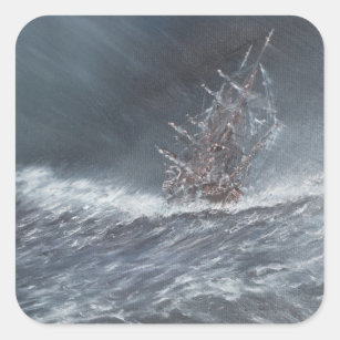 HMS Beagle in a storm off Cape Horn Square Sticker