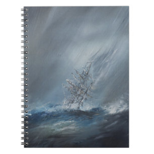HMS Beagle in Storm off Cape Horn 24th December Spiral Notebook