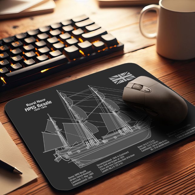 HMS Beagle Tall Ship - Ship Blueprint PBD Mouse Pad (Creator Uploaded)