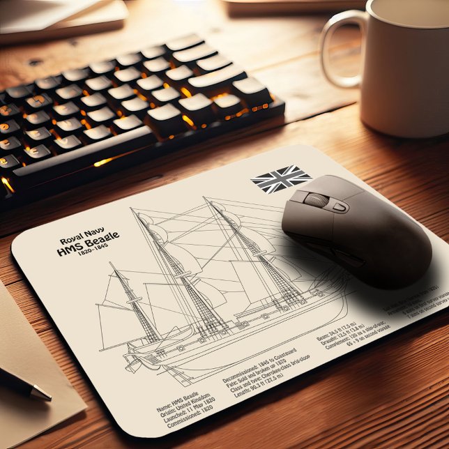 HMS Beagle Tall Ship - Ship Blueprint SD Mouse Pad (Creator Uploaded)