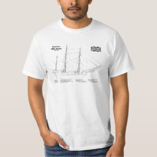 HMS Beagle Tall Ship - Ship Blueprint SD T-Shirt