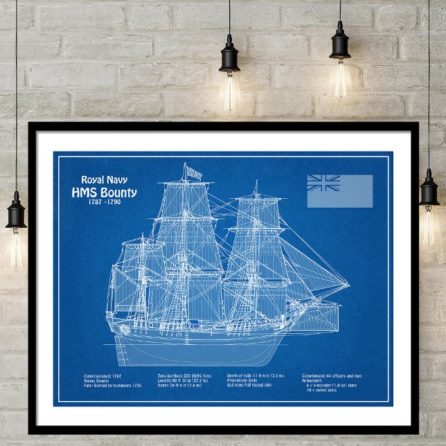 HMS Bounty - Ship Blueprint Plans ABD Photo Print (Creator Uploaded)