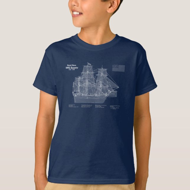 HMS Bounty - Ship Blueprint Plans ABD T-Shirt (Front)