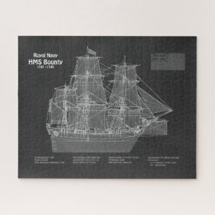 HMS Bounty - Ship Blueprint Plans PD Jigsaw Puzzle