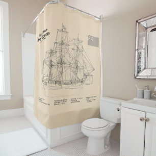 HMS Bounty - Ship Blueprint Plans SD Shower Curtain