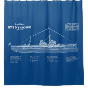 HMS Dreadnought - Ship Blueprint ABD Shower Curtain