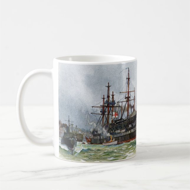 HMS Implacable a 74-gun third-rate ship Coffee Mug (Left)