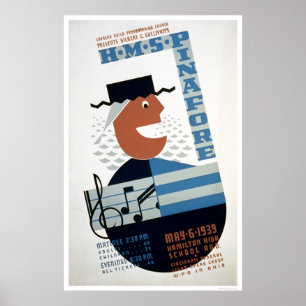 HMS Pinafore Musical 1939 WPA Poster
