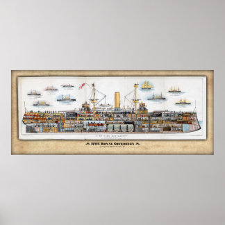 HMS Royal Sovereign Inboard Profile/Cutaway Poster