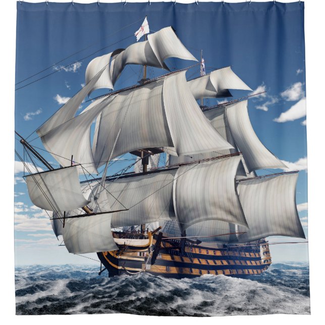 HMS Victory, 3D computer-generated illustration. Shower Curtain (Front)