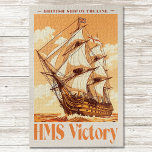 HMS Victory Poster Iconic British Ship of the Line Jigsaw Puzzle<br><div class="desc">Step back into the Golden Age of Sail with this stunning vintage-style travel poster featuring the HMS Victory, the most famous "Ship of the Line" in naval history. This artwork captures the majestic three-decked vessel cutting through the waves under a warm, sepia-toned sky, evoking a sense of 18th-century adventure and...</div>