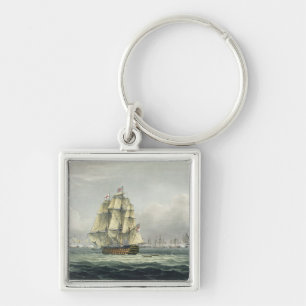 HMS Victory sailing for the French line flanked by Key Ring