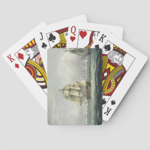 HMS Victory sailing for the French line flanked by Playing Cards