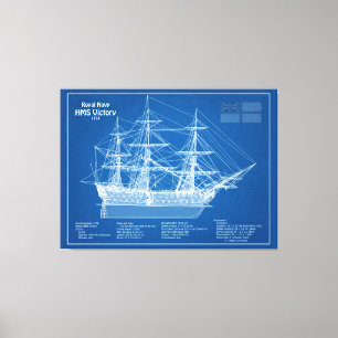 HMS Victory - Ship Blueprint Plans ABD Canvas Print