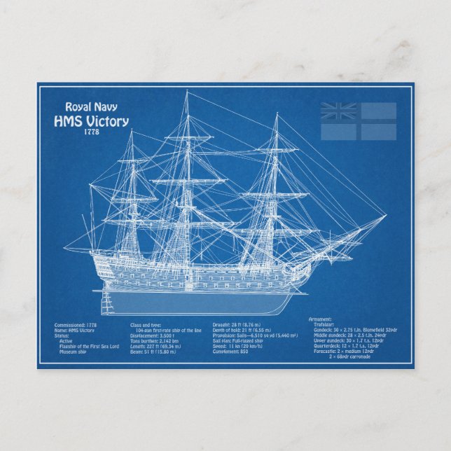 HMS Victory - Ship Blueprint Plans ABD Postcard (Front)