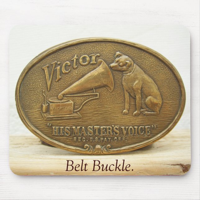 HMV, VICTOR, Belt Buckle. Mouse Pad (Front)