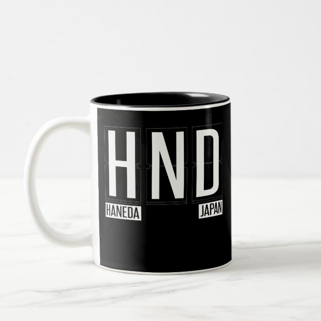 HND -Haneda - Tokyo Japan Airport Code Two-Tone Coffee Mug (Left)