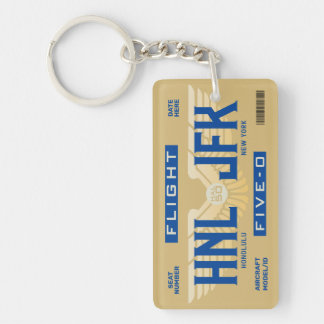 HNL to JFK Flight 5-0 Boarding Pass Keychain